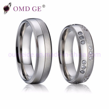 Silver Color Diamond Setting Stainlesss Teel Wedding Rings